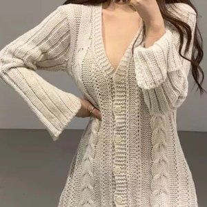 Dress cardigan sweater braid twist knit sexy women